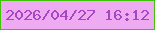 文字の大きさ：4、枠の色：3ec404、背景の色：efabf2、文字の色：a745c5 無料ブログパーツのブログ時計