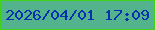 文字の大きさ：5、枠の色：3ed219、背景の色：52b38c、文字の色：0330b0 無料ブログパーツのブログ時計