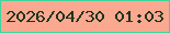 文字の大きさ：2、枠の色：3ed59e、背景の色：fba890、文字の色：20341c 無料ブログパーツのブログ時計