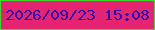 文字の大きさ：4、枠の色：3ed92f、背景の色：e52370、文字の色：2b05ae 無料ブログパーツのブログ時計