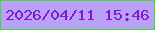 文字の大きさ：4、枠の色：3ee025、背景の色：baa0f9、文字の色：7c1dc8 無料ブログパーツのブログ時計