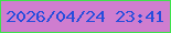 文字の大きさ：4、枠の色：3ee24c、背景の色：cf7dcf、文字の色：284ddc 無料ブログパーツのブログ時計