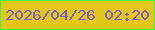 文字の大きさ：3、枠の色：3ef23e、背景の色：e2c71a、文字の色：7e61cf 無料ブログパーツのブログ時計