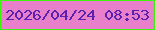 文字の大きさ：2、枠の色：3ef30b、背景の色：e77fca、文字の色：5c20b0 無料ブログパーツのブログ時計