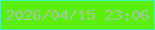 文字の大きさ：5、枠の色：3ef9b4、背景の色：5bef0b、文字の色：a5c4a2 無料ブログパーツのブログ時計