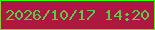 文字の大きさ：2、枠の色：3efe02、背景の色：ae1740、文字の色：5ecb48 無料ブログパーツのブログ時計