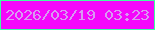 文字の大きさ：5、枠の色：3efea0、背景の色：f407fb、文字の色：d89af2 無料ブログパーツのブログ時計
