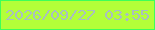 文字の大きさ：5、枠の色：3eff59、背景の色：b3ff39、文字の色：a9bec1 無料ブログパーツのブログ時計