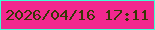 文字の大きさ：5、枠の色：3effd4、背景の色：f2288e、文字の色：363705 無料ブログパーツのブログ時計