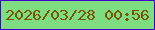 文字の大きさ：4、枠の色：3f00cf、背景の色：7ddd80、文字の色：7b5305 無料ブログパーツのブログ時計