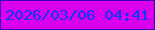 文字の大きさ：4、枠の色：3f03bf、背景の色：d901eb、文字の色：0e38f4 無料ブログパーツのブログ時計