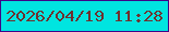 文字の大きさ：4、枠の色：3f0588、背景の色：00e5e0、文字の色：6e312f 無料ブログパーツのブログ時計