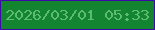 文字の大きさ：4、枠の色：3f09aa、背景の色：138430、文字の色：5cbc72 無料ブログパーツのブログ時計