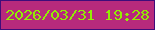 文字の大きさ：5、枠の色：3f0c7a、背景の色：b72a7c、文字の色：91ed04 無料ブログパーツのブログ時計