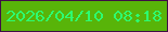 文字の大きさ：4、枠の色：3f0d46、背景の色：58b409、文字の色：2dfc70 無料ブログパーツのブログ時計