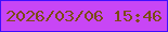 文字の大きさ：2、枠の色：3f0ffe、背景の色：c846f5、文字の色：7b4b13 無料ブログパーツのブログ時計