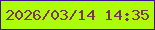 文字の大きさ：4、枠の色：3f128f、背景の色：affb0c、文字の色：7c3653 無料ブログパーツのブログ時計