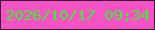 文字の大きさ：5、枠の色：3f1637、背景の色：f552c6、文字の色：43ea39 無料ブログパーツのブログ時計