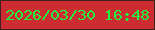 文字の大きさ：4、枠の色：3f201d、背景の色：cc2d32、文字の色：1ff13c 無料ブログパーツのブログ時計