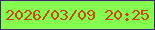 文字の大きさ：2、枠の色：3f2672、背景の色：84fd4e、文字の色：c9470b 無料ブログパーツのブログ時計