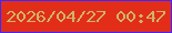 文字の大きさ：5、枠の色：3f27fd、背景の色：e22e19、文字の色：cdb666 無料ブログパーツのブログ時計