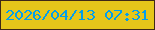 文字の大きさ：1、枠の色：3f2817、背景の色：e6c61a、文字の色：039eeb 無料ブログパーツのブログ時計