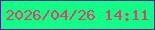 文字の大きさ：3、枠の色：3f2b8a、背景の色：11ff87、文字の色：dd416a 無料ブログパーツのブログ時計