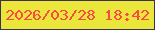 文字の大きさ：5、枠の色：3f3050、背景の色：eae63a、文字の色：fb4949 無料ブログパーツのブログ時計
