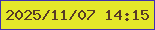 文字の大きさ：3、枠の色：3f31b1、背景の色：e4e82a、文字の色：583b26 無料ブログパーツのブログ時計