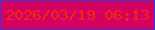 文字の大きさ：4、枠の色：3f33d5、背景の色：d30261、文字の色：f5270f 無料ブログパーツのブログ時計