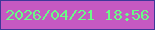 文字の大きさ：1、枠の色：3f3799、背景の色：c559c2、文字の色：6afa86 無料ブログパーツのブログ時計