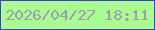 文字の大きさ：5、枠の色：3f38e9、背景の色：a9ff8d、文字の色：a198bd 無料ブログパーツのブログ時計