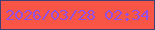 文字の大きさ：3、枠の色：3f3f73、背景の色：f85546、文字の色：944fe2 無料ブログパーツのブログ時計