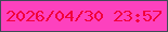文字の大きさ：3、枠の色：3f4b57、背景の色：fd41be、文字の色：f1033b 無料ブログパーツのブログ時計