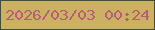 文字の大きさ：1、枠の色：3f503a、背景の色：cbb263、文字の色：ba5c79 無料ブログパーツのブログ時計