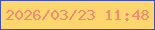 文字の大きさ：2、枠の色：3f52ae、背景の色：fdd66d、文字の色：f38970 無料ブログパーツのブログ時計