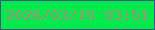 文字の大きさ：5、枠の色：3f5888、背景の色：02e94b、文字の色：9c947f 無料ブログパーツのブログ時計