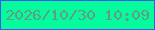 文字の大きさ：4、枠の色：3f58e8、背景の色：04fc9f、文字の色：649b82 無料ブログパーツのブログ時計