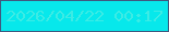 文字の大きさ：1、枠の色：3f597f、背景の色：07e8eb、文字の色：3cebe5 無料ブログパーツのブログ時計
