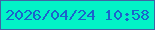 文字の大きさ：1、枠の色：3f64a4、背景の色：02f2c7、文字の色：1b63cc 無料ブログパーツのブログ時計