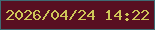 文字の大きさ：2、枠の色：3f6b73、背景の色：580f21、文字の色：cfc658 無料ブログパーツのブログ時計