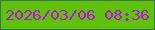 文字の大きさ：1、枠の色：3f7253、背景の色：5ec307、文字の色：bd0fe5 無料ブログパーツのブログ時計