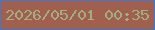 文字の大きさ：5、枠の色：3f76d0、背景の色：a0604d、文字の色：a0ad87 無料ブログパーツのブログ時計