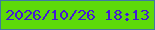 文字の大きさ：5、枠の色：3f7aa1、背景の色：5dda09、文字の色：4418d5 無料ブログパーツのブログ時計