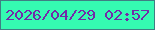 文字の大きさ：1、枠の色：3f7e83、背景の色：35fab1、文字の色：7329a8 無料ブログパーツのブログ時計