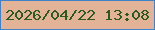 文字の大きさ：2、枠の色：3f82cc、背景の色：e2b396、文字の色：2e5922 無料ブログパーツのブログ時計
