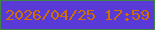文字の大きさ：2、枠の色：3f8543、背景の色：593ad7、文字の色：ce7001 無料ブログパーツのブログ時計