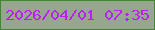 文字の大きさ：4、枠の色：3f882f、背景の色：97a68e、文字の色：bc1df8 無料ブログパーツのブログ時計