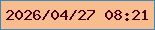 文字の大きさ：1、枠の色：3f88b6、背景の色：f8bc8e、文字の色：42031e 無料ブログパーツのブログ時計