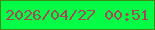 文字の大きさ：3、枠の色：3f8916、背景の色：01fe46、文字の色：a44956 無料ブログパーツのブログ時計